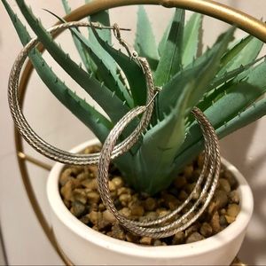Silver Three Strand Hoop Earring